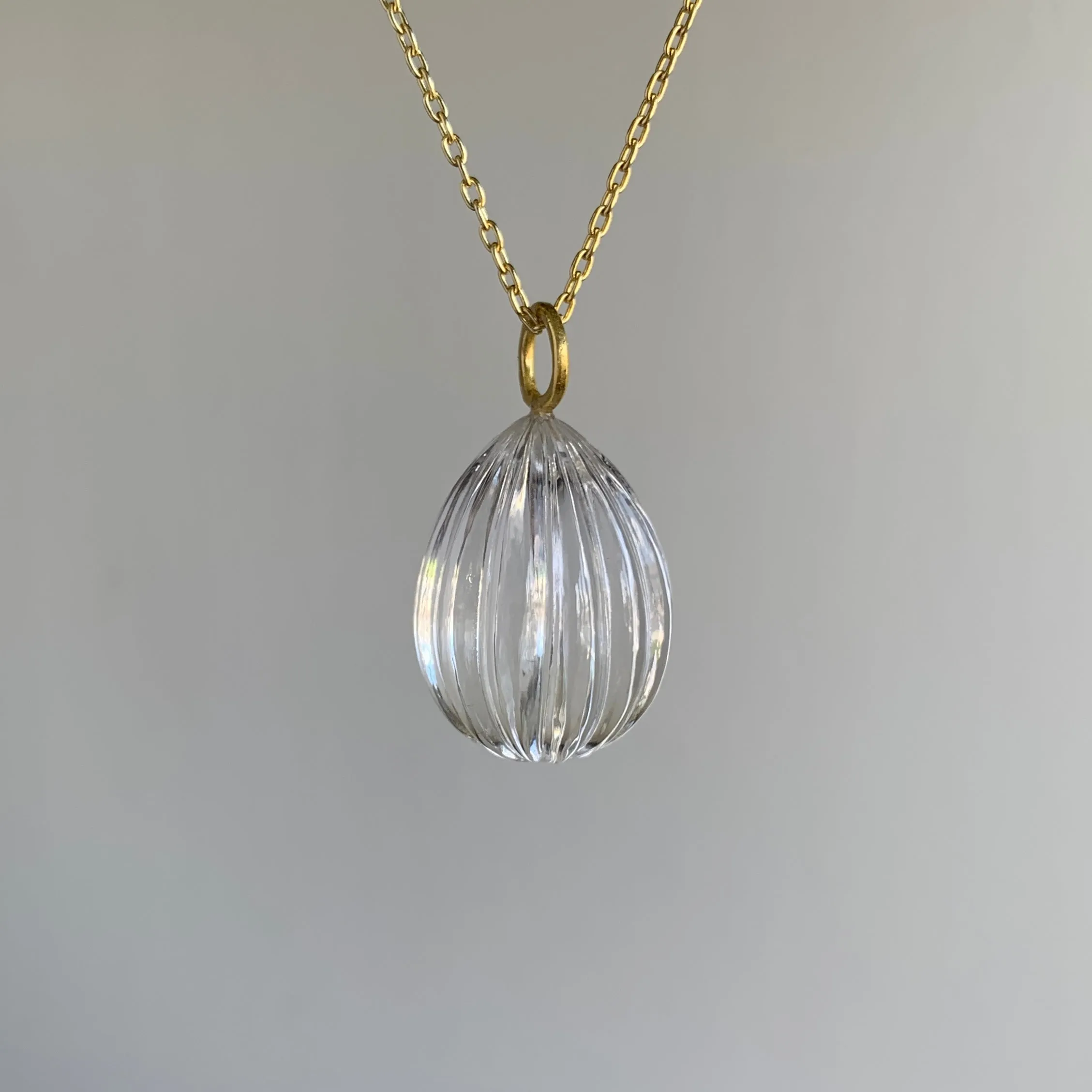 Rock Crystal Fluted Drop Necklace