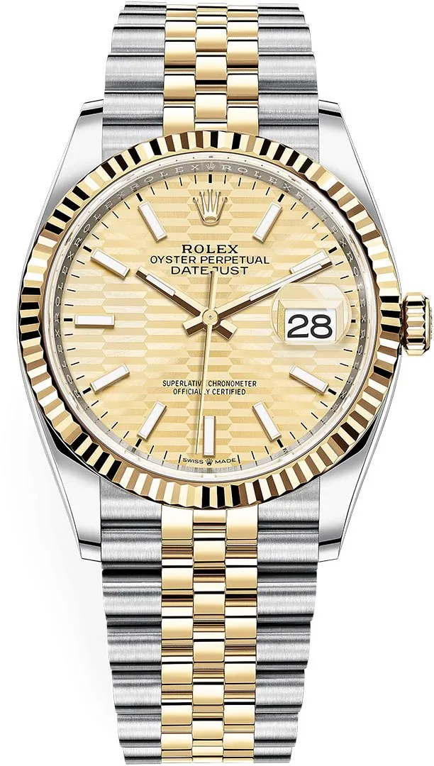 Rolex Datejust 36mm Steel and Yellow Gold  Fluted Motif Dial Jubilee Bracelet (Reference # 126233)