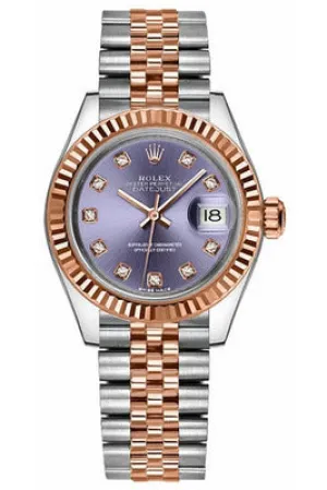 rolex lady-datejust 28 purple diamond jubilee bracelet watch 279171