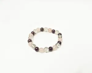 Rose Quartz, Amethyst and Clear Quartz Bracelet