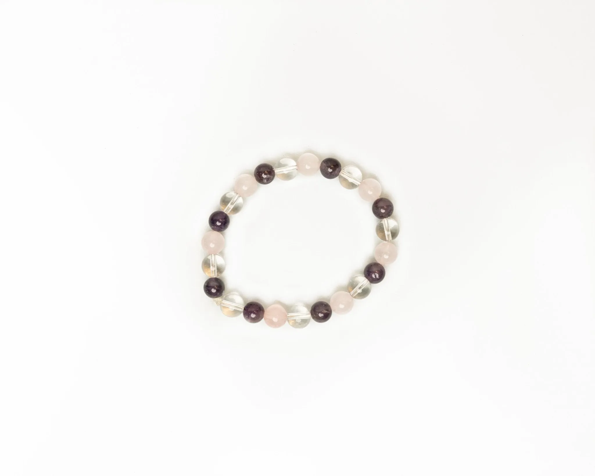 Rose Quartz, Amethyst and Clear Quartz Bracelet