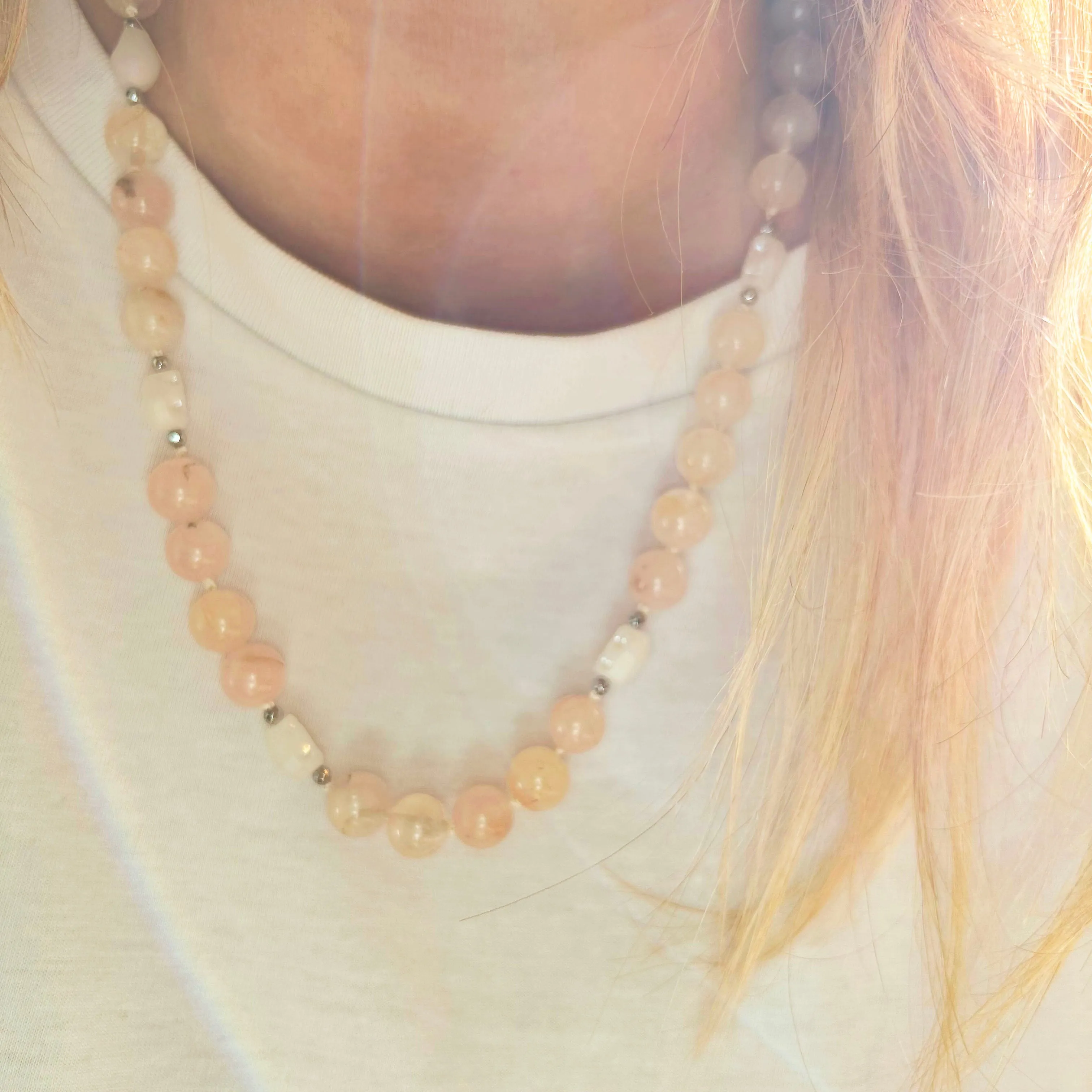 Rose Quartz & Skulls | Necklace