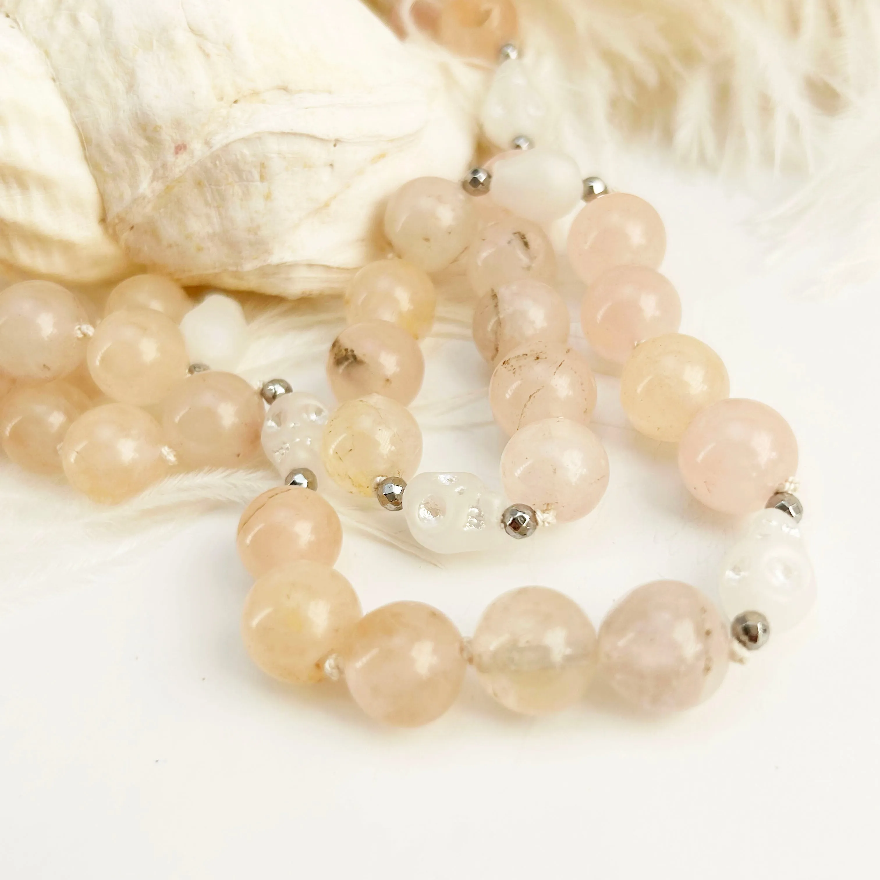 Rose Quartz & Skulls | Necklace