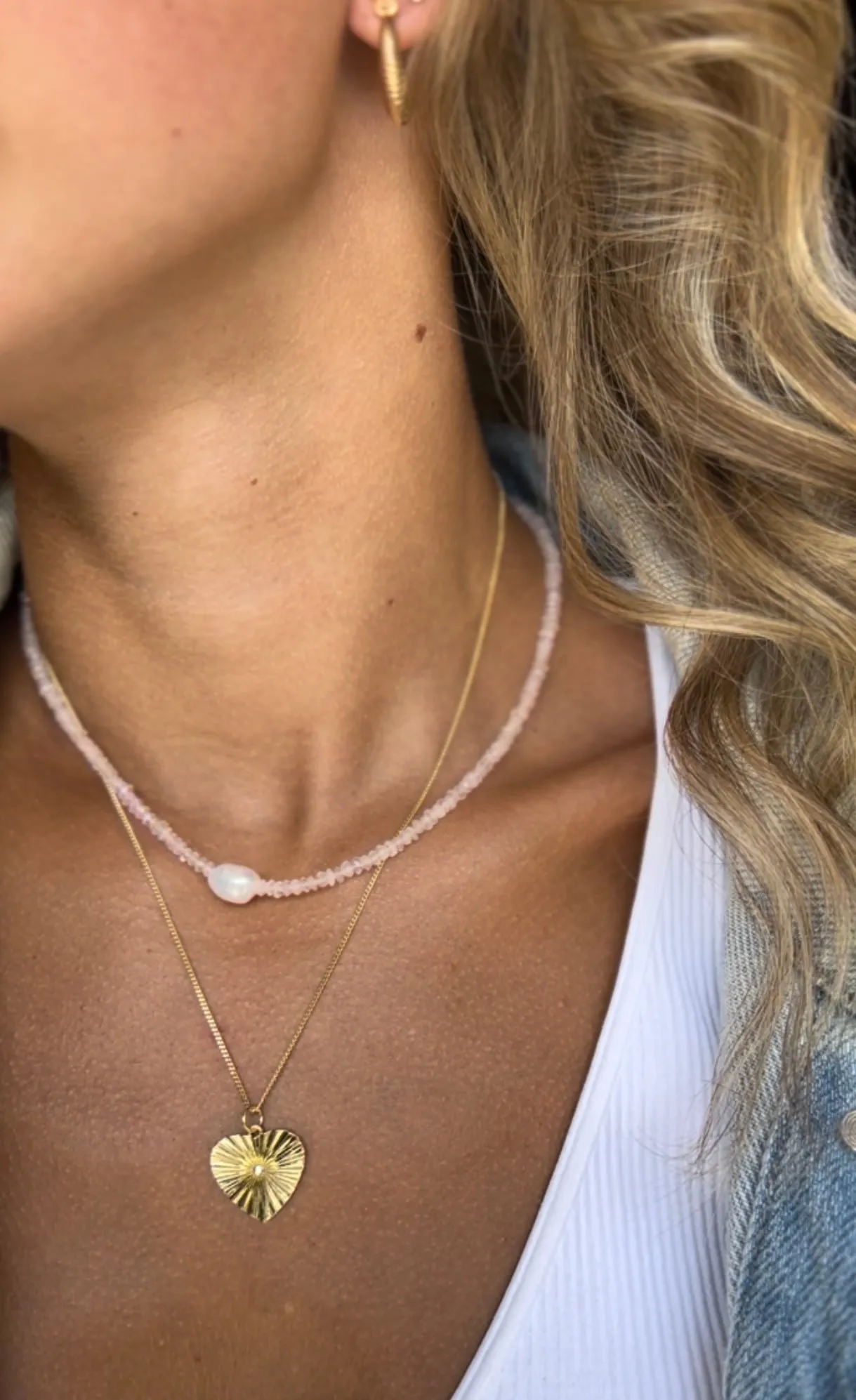 ROSE QUARTZ/PEARL NECKLACE