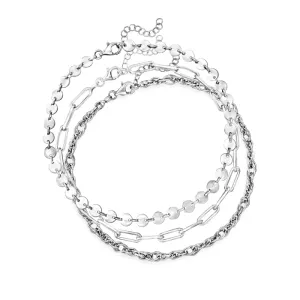 Ross-Simons Set of 3 Sterling Silver Anklets