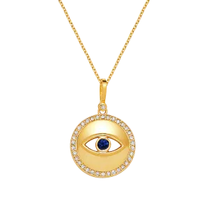 Round Diamond Evil Eye Necklace