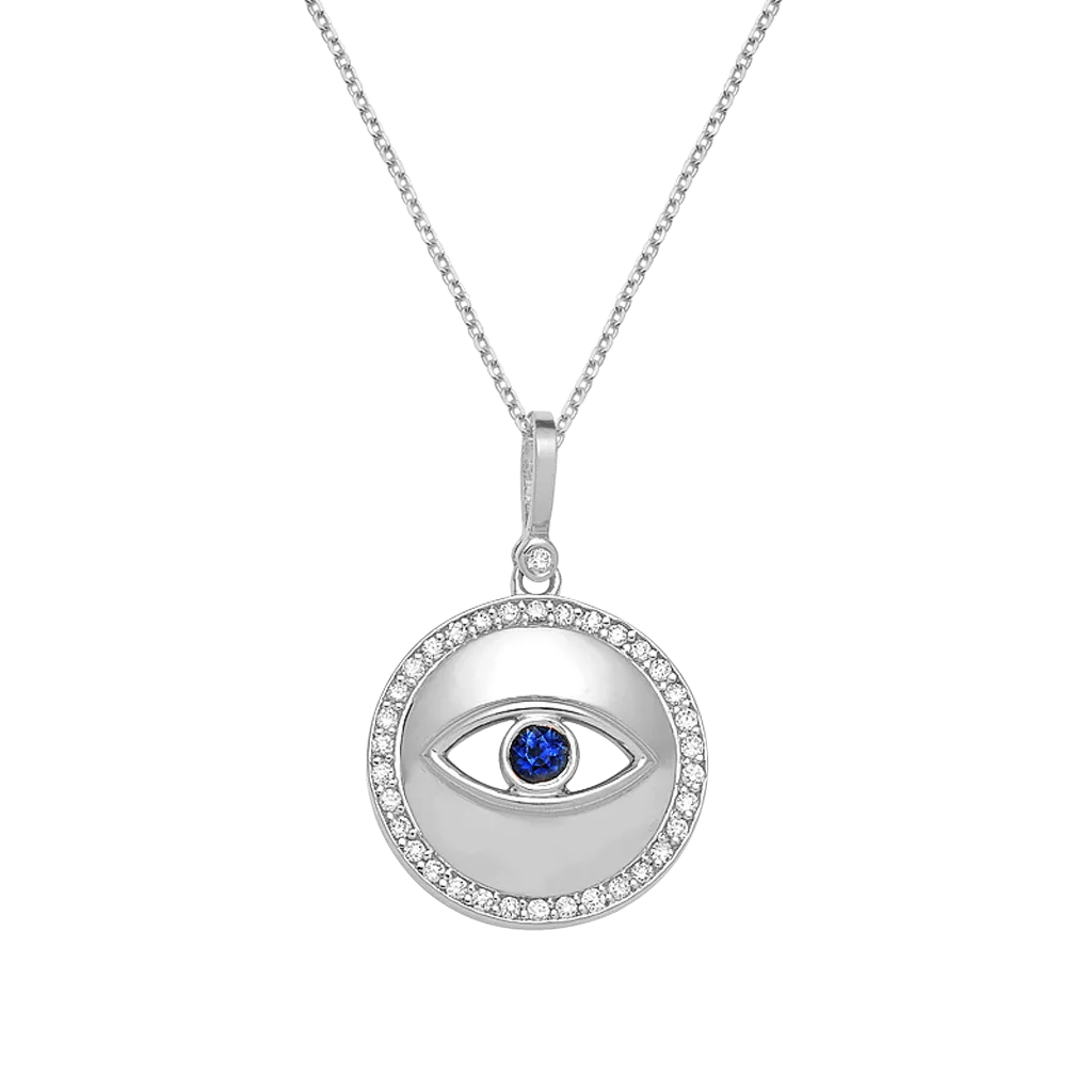 Round Diamond Evil Eye Necklace