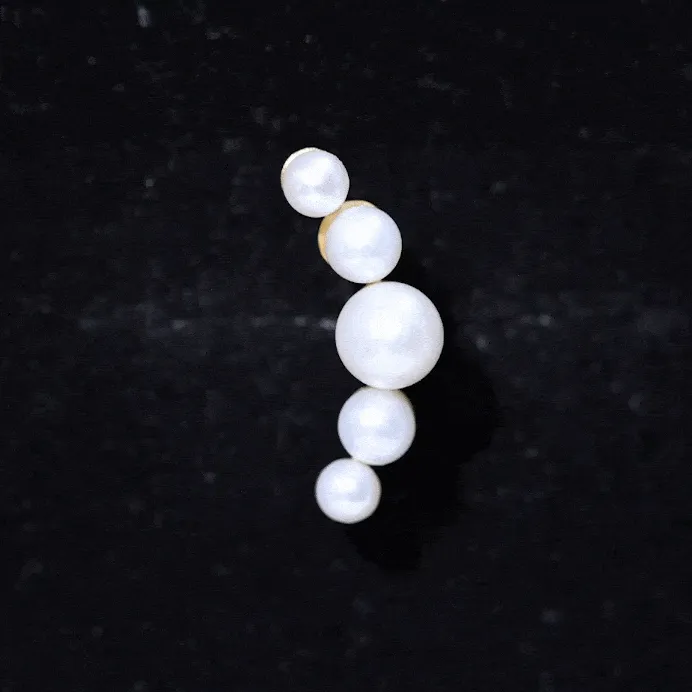 Round Freshwater Pearl Crawler Earring in Gold