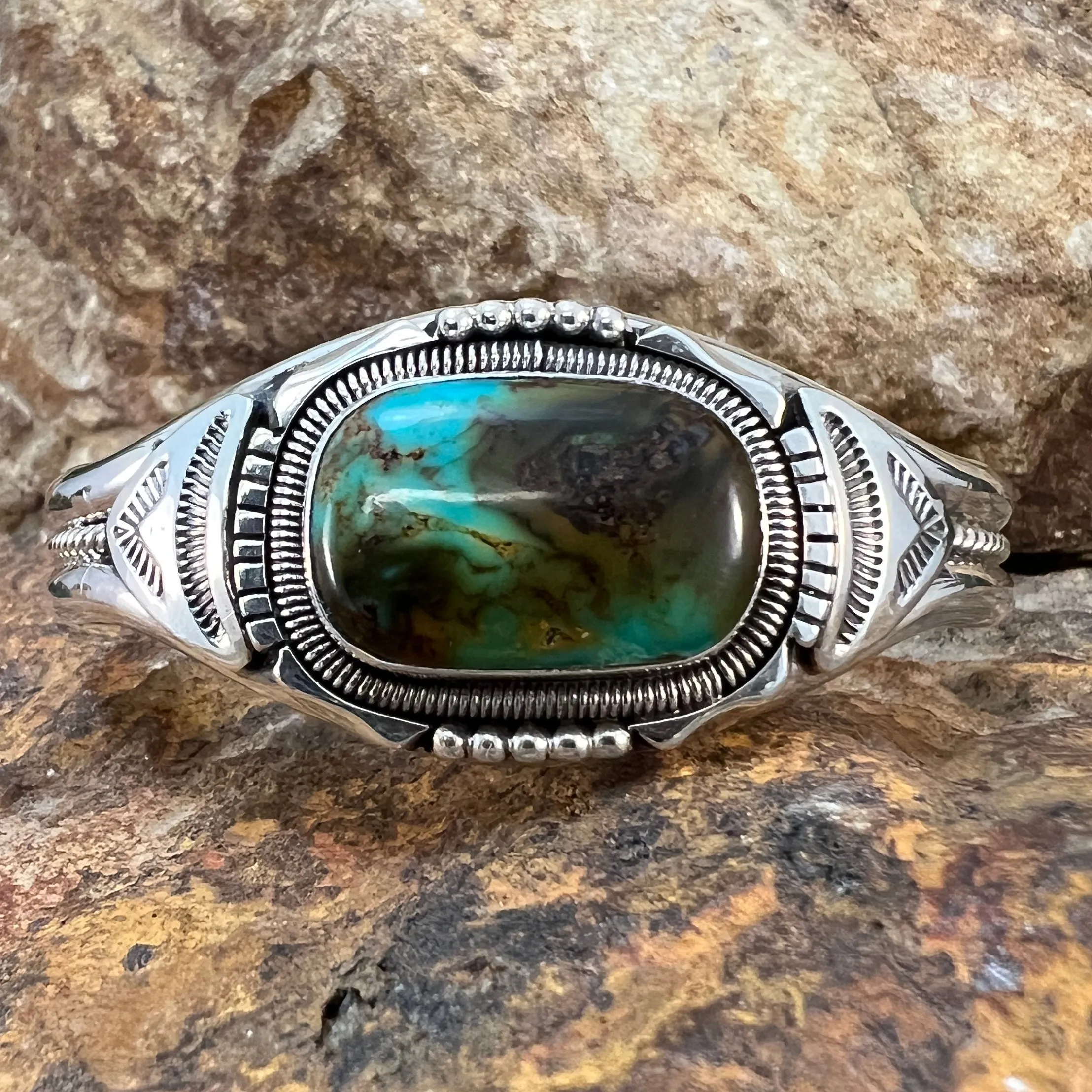 Royston Turquoise Sterling Silver Cuff Bracelet by Wil Denetdale