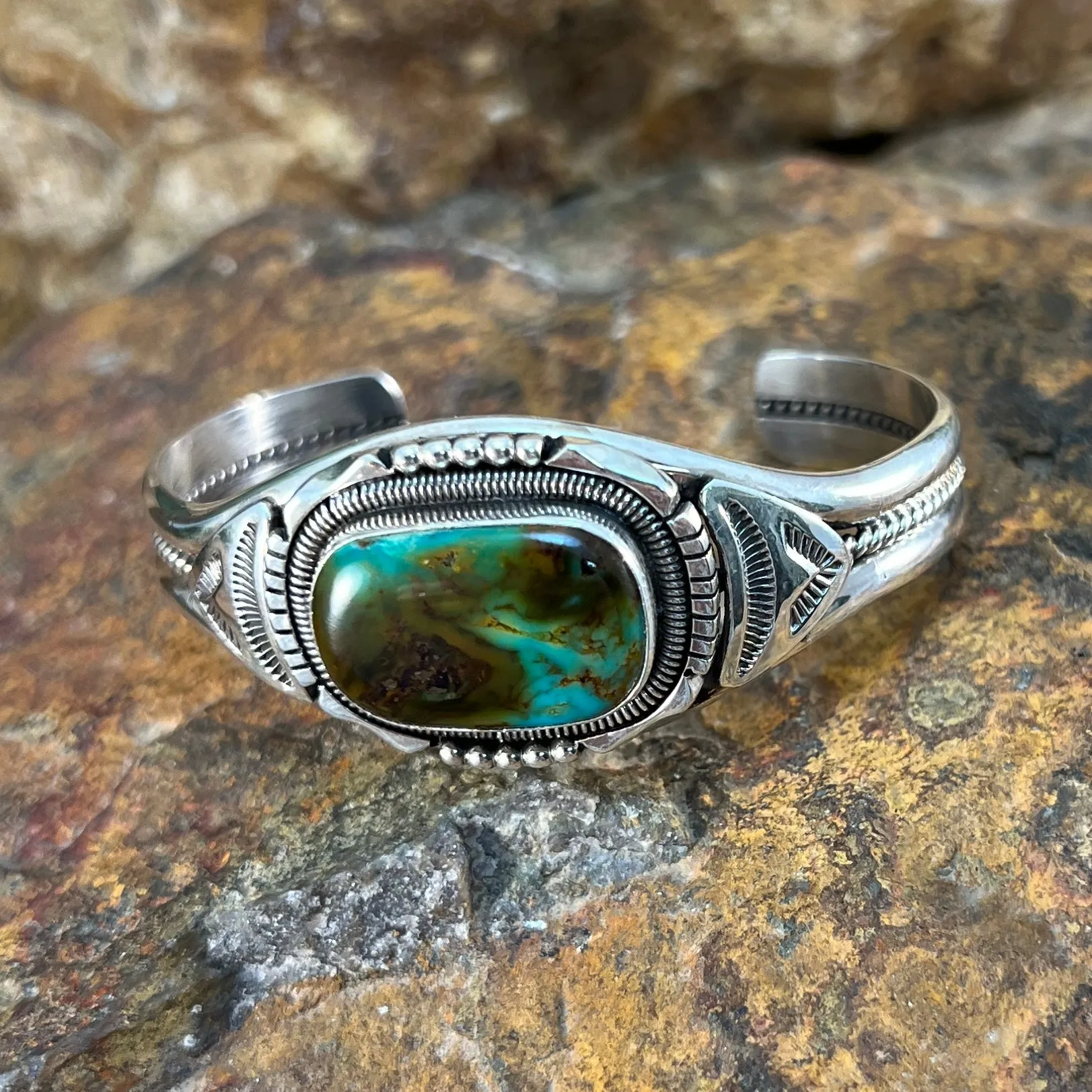 Royston Turquoise Sterling Silver Cuff Bracelet by Wil Denetdale