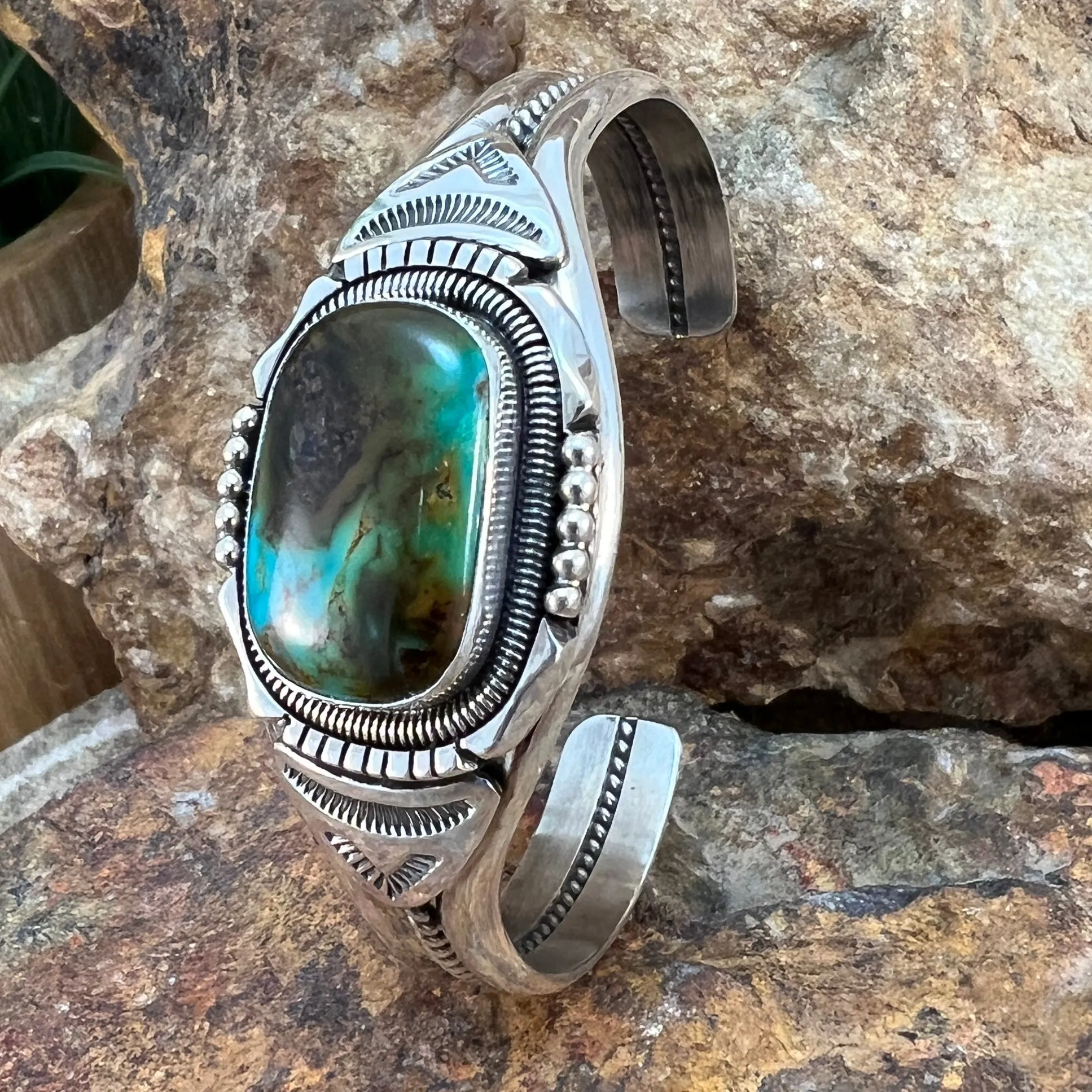 Royston Turquoise Sterling Silver Cuff Bracelet by Wil Denetdale