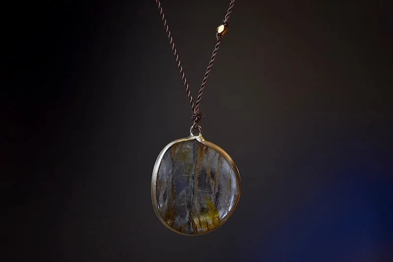 Rutilated Quartz Pendant Necklace with Inclusions