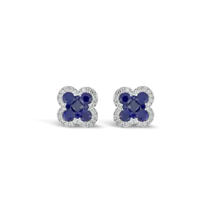 Sapphire & Diamond Clover Earrings