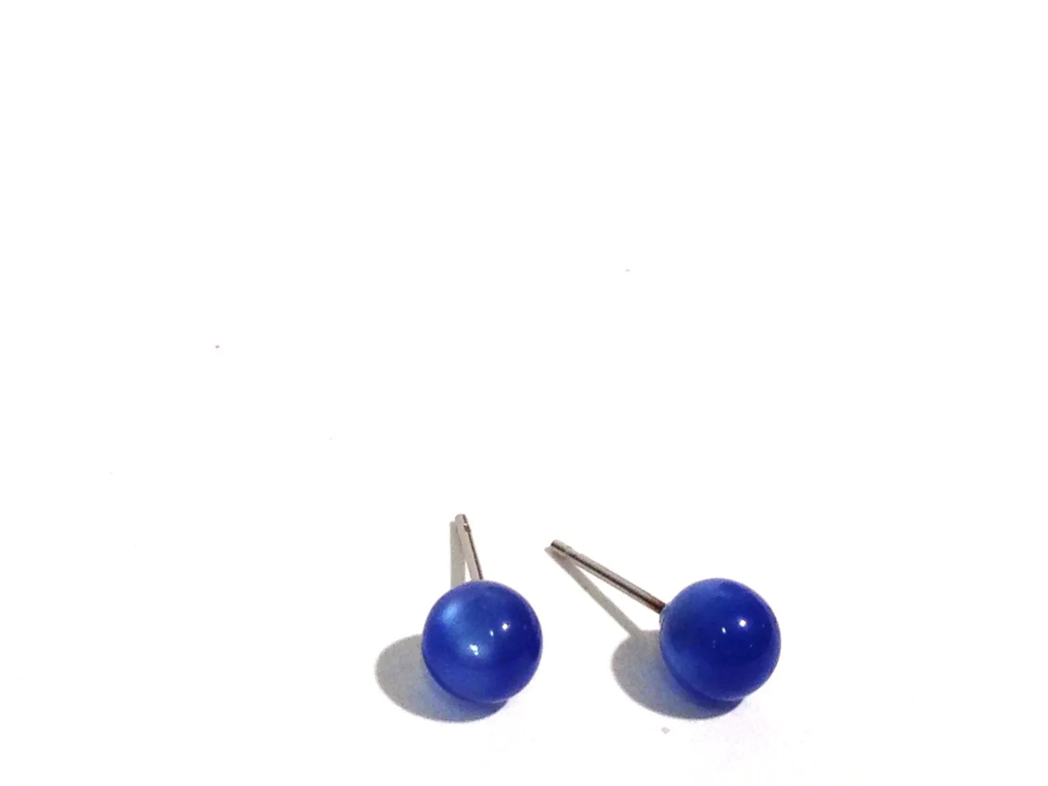 Sapphire Blue Moonglow Dotties - lucite post stud earrings