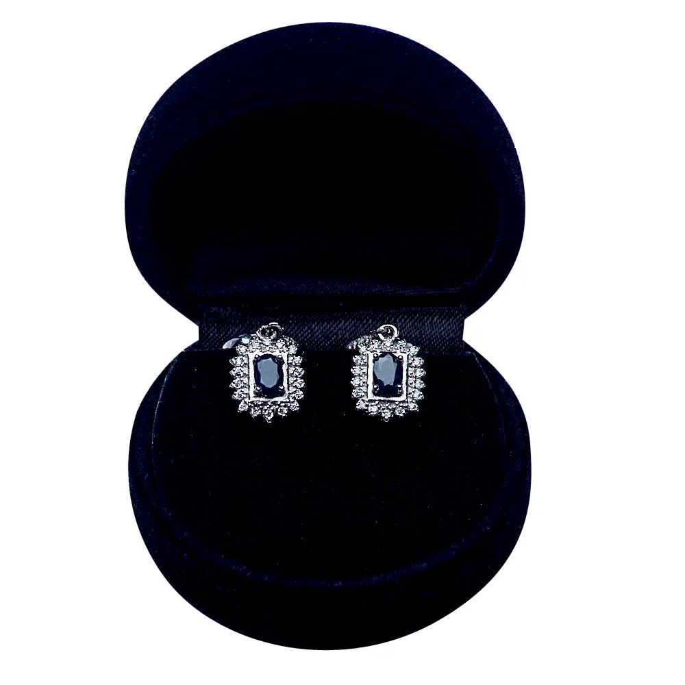 Sapphire Silver Earrings