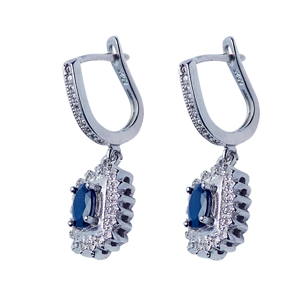 Sapphire Silver Earrings