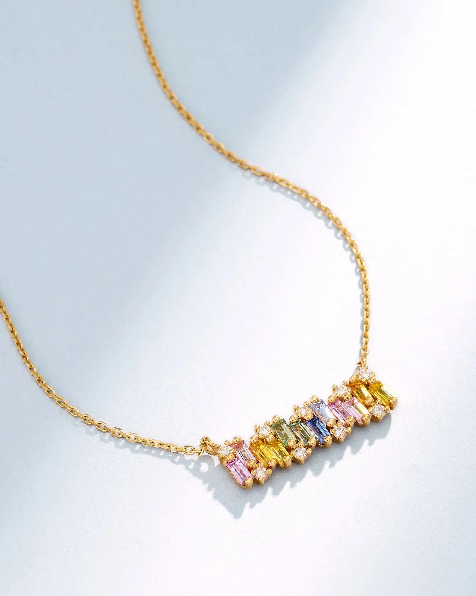 Shimmer Pastel Sapphire Bar Pendant