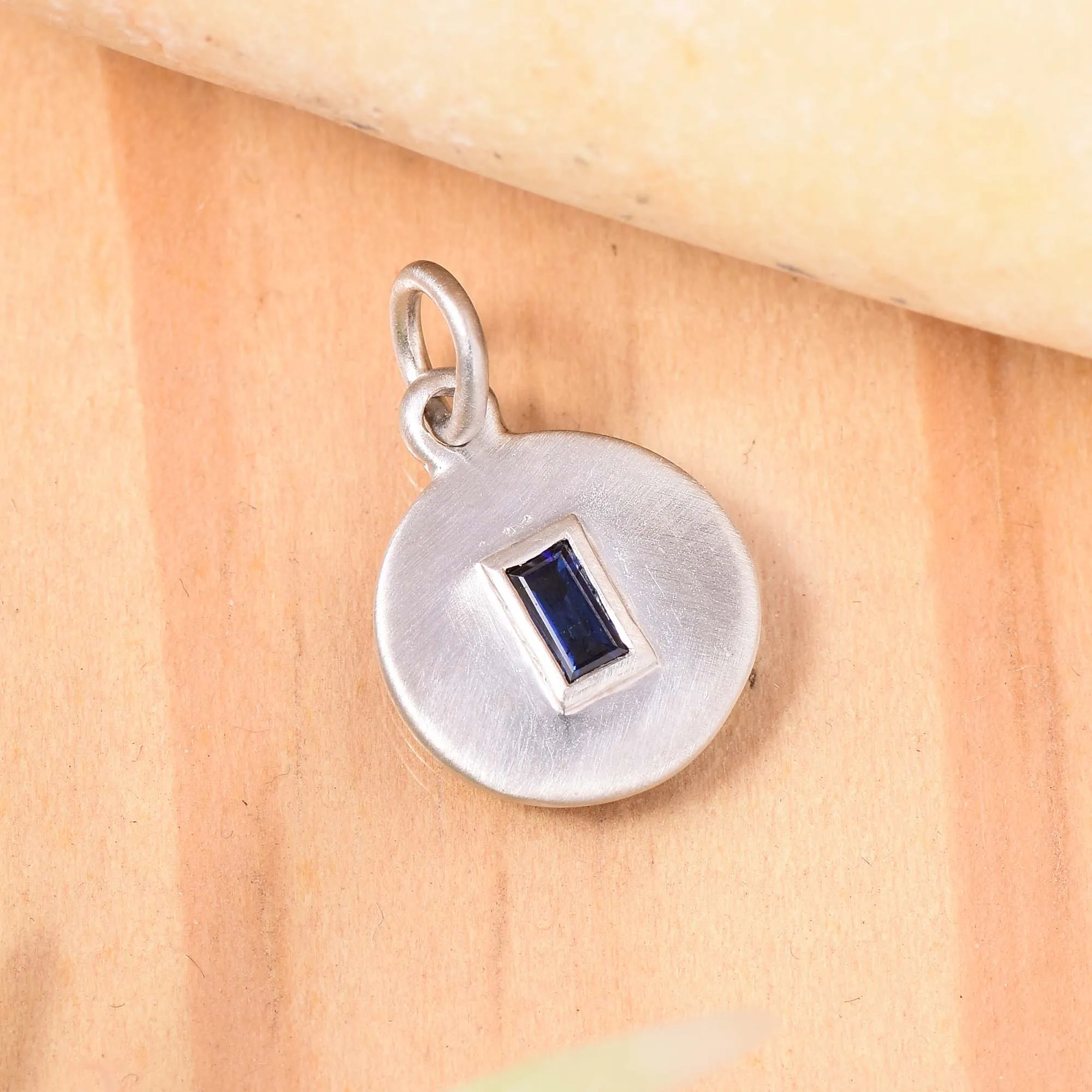 Silver Blue Sapphire Round Charms Pendant