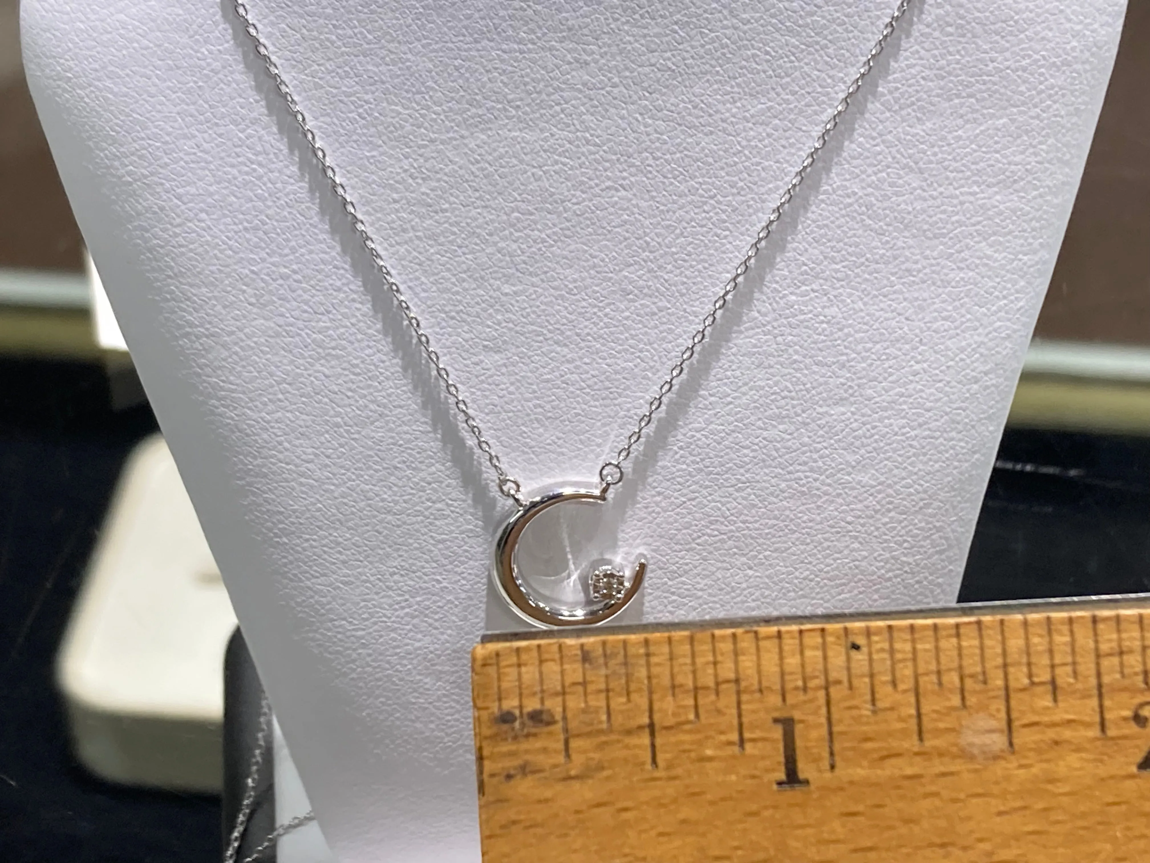 Silver Crescent Moon And Star Adjustable Necklace