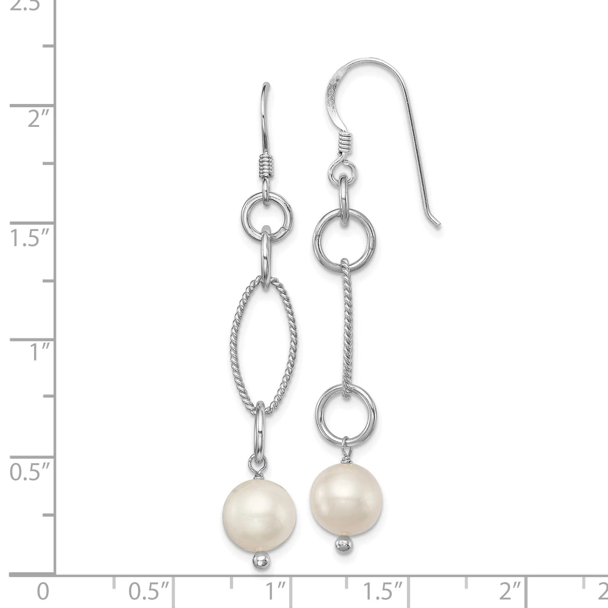 Silver Fresh Water Sheperds Hook Pearl Earrings