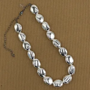 Silver Pebble Bead Marco Necklace