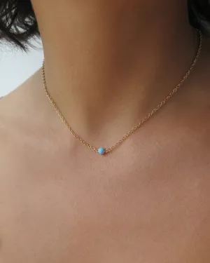 Single Turquoise Necklace  - 14k Yellow Gold Fill