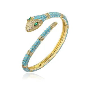 Snake Bangle Bracelet Enamel Turquoise