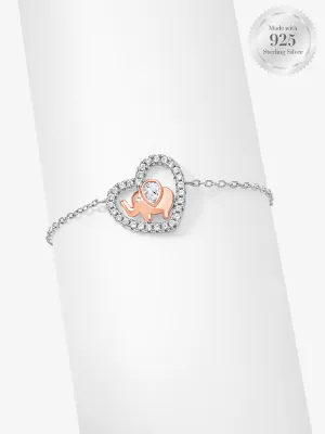 Sparkling Heart Two Tone Elephant Bracelet