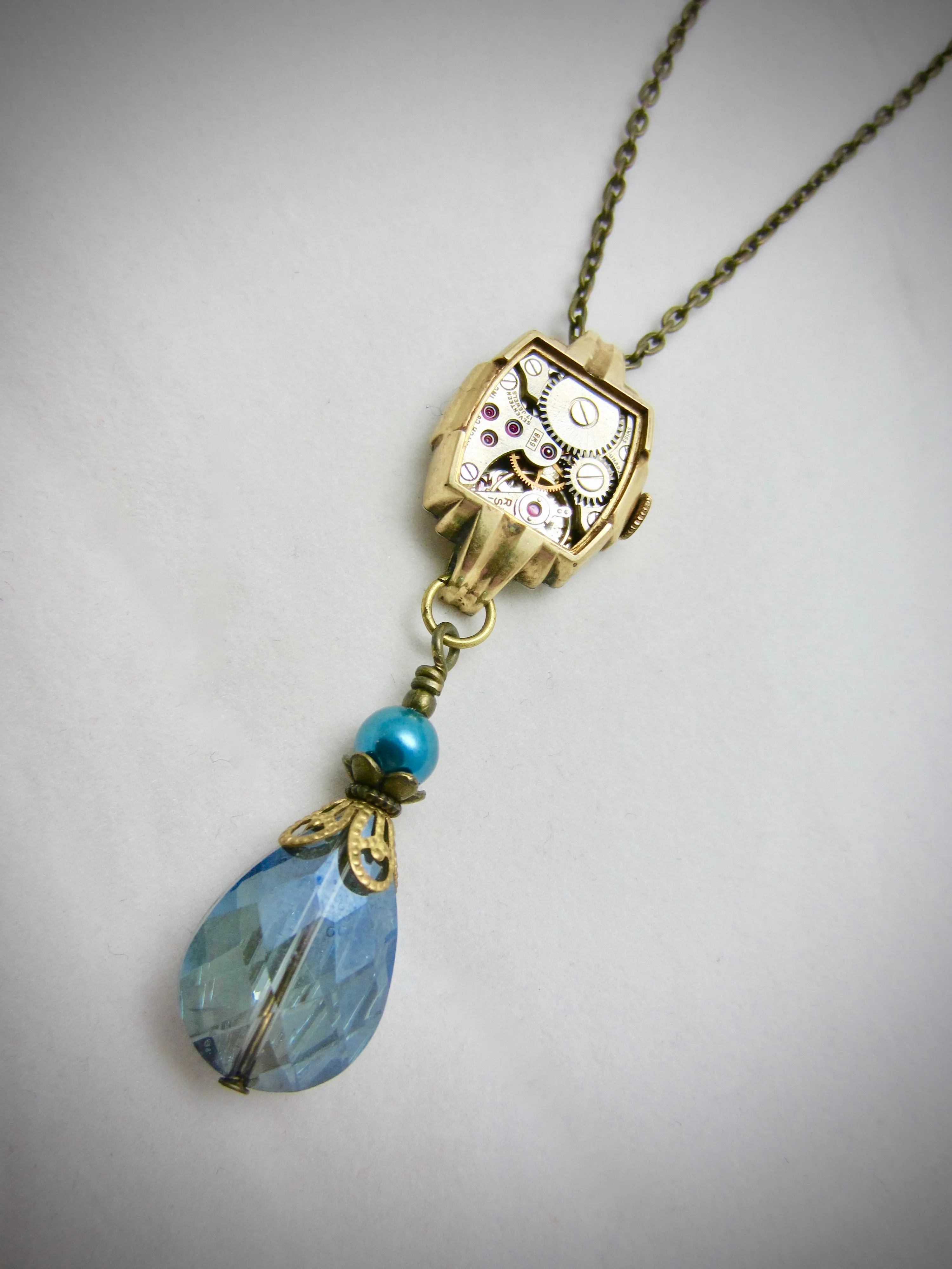 Steampunk necklace  - Sapphire