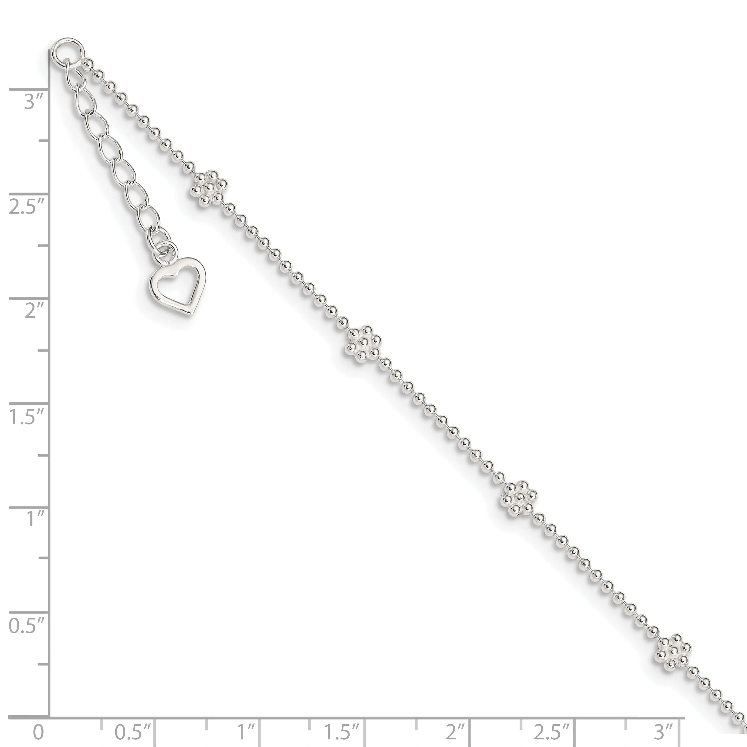 Sterling Silver 10inch Flower Anklet