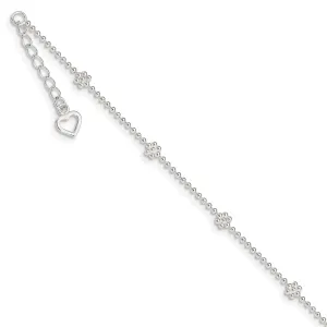 Sterling Silver 10inch Flower Anklet