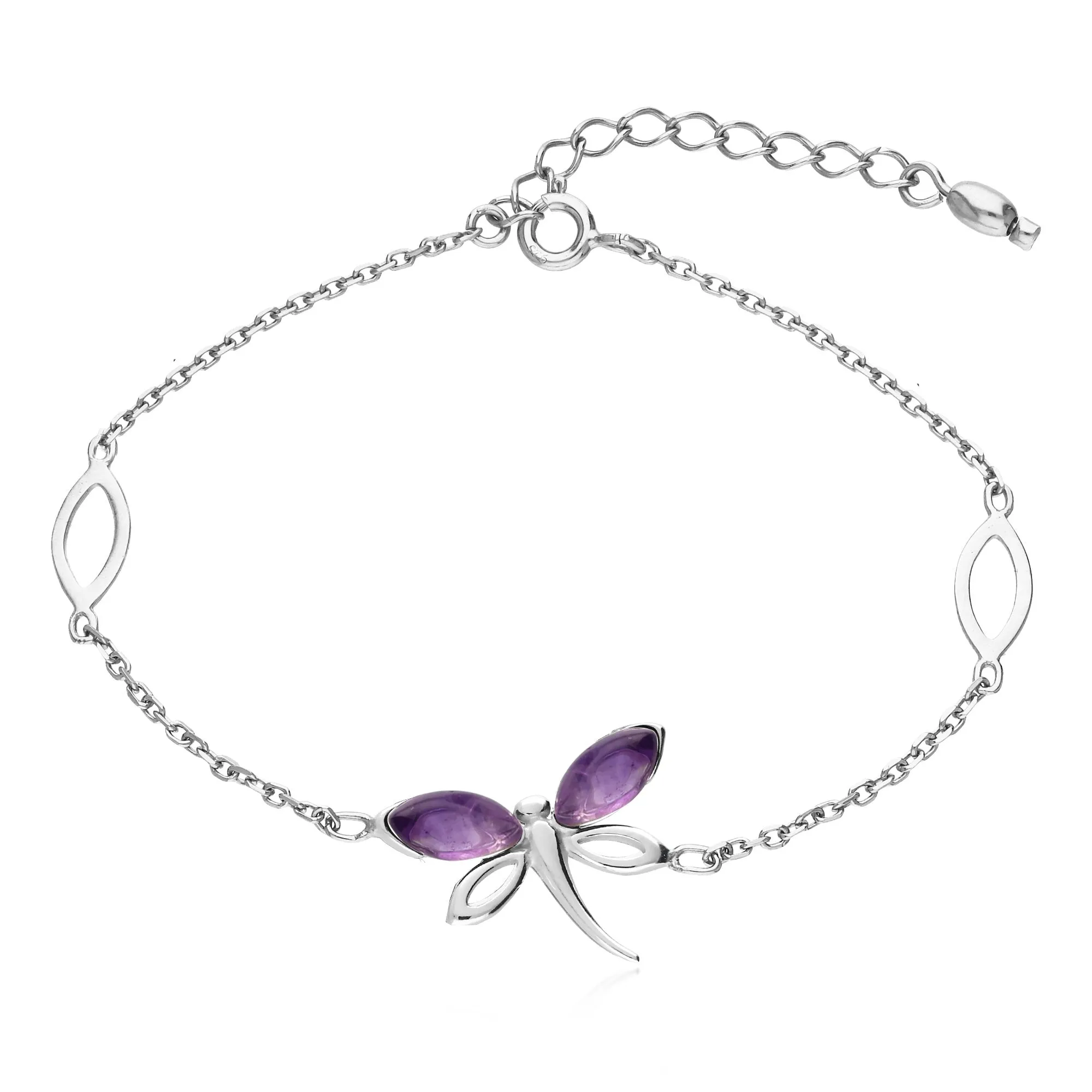 Sterling Silver Amethyst Dragonfly Bracelet