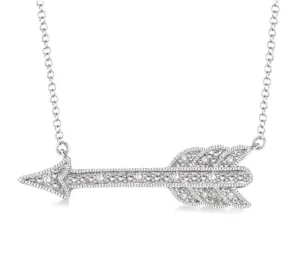 Sterling Silver Arrow Diamond Fashion Pendant w/ 0.05 ctw