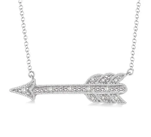 Sterling Silver Arrow Diamond Fashion Pendant w/ 0.05 ctw