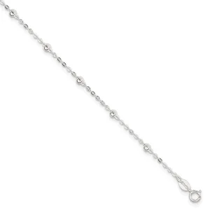 Sterling Silver Beaded Chain Anklet