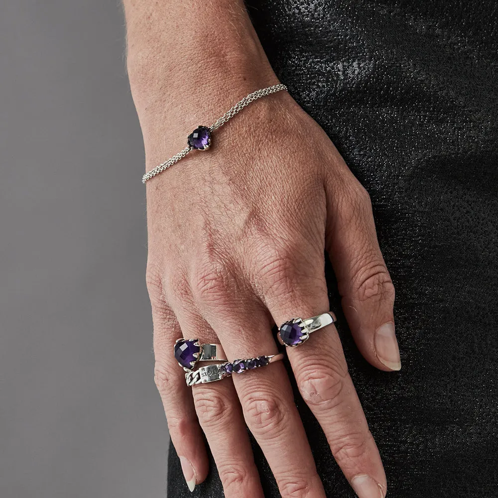 Stolen Girlfriends Club Love Claw Bracelet - Sterling Silver & Dark Amethyst