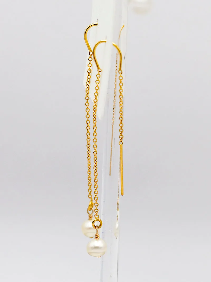 Susan Rifkin Freshwater Pearl Threader Earrings | 14k Gold Filled