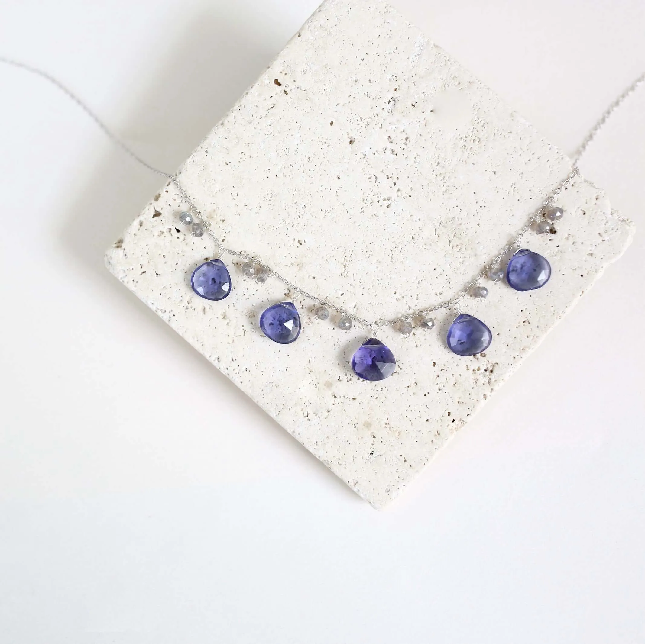 Tanzanite Quartz Silver Sparkler Necklace