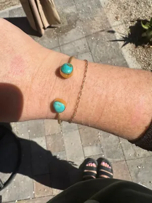 “The Golden Collection” Golden Horizon Handmade Natural Turquoise 14k Gold Plated Adjustable Bracelet Cuff