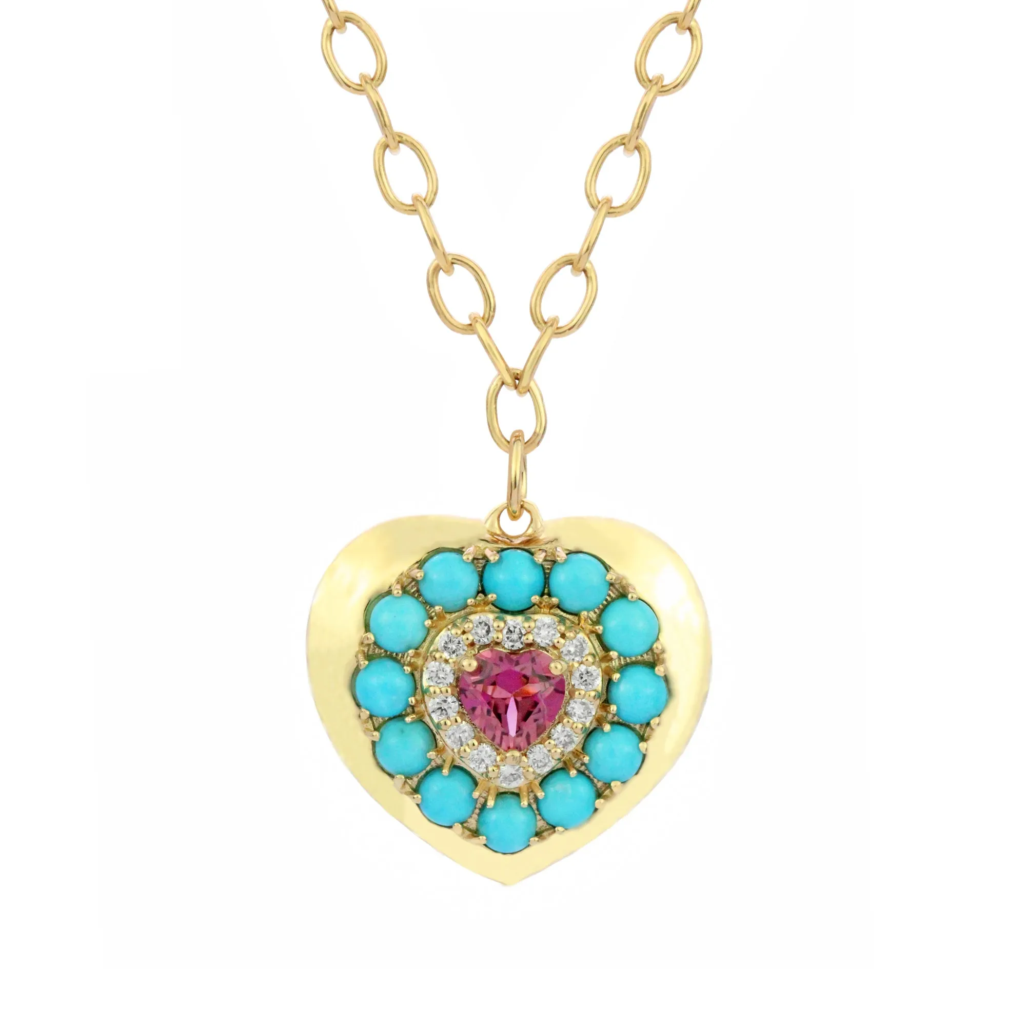 The Lover 14K Gemstone & Diamond Heart Necklace