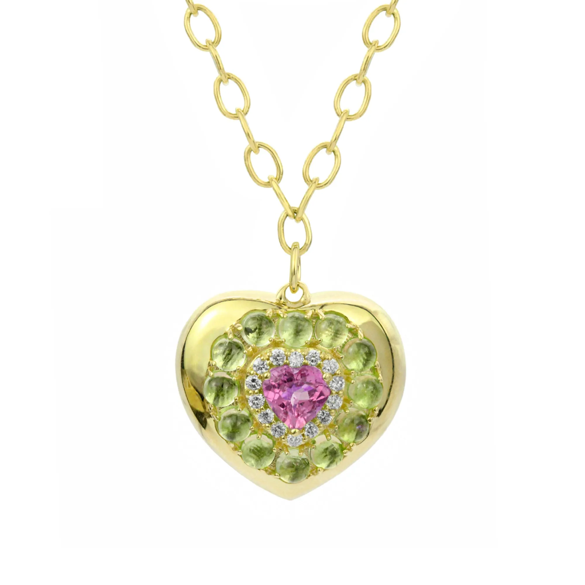 The Lover 14K Gemstone & Diamond Heart Necklace