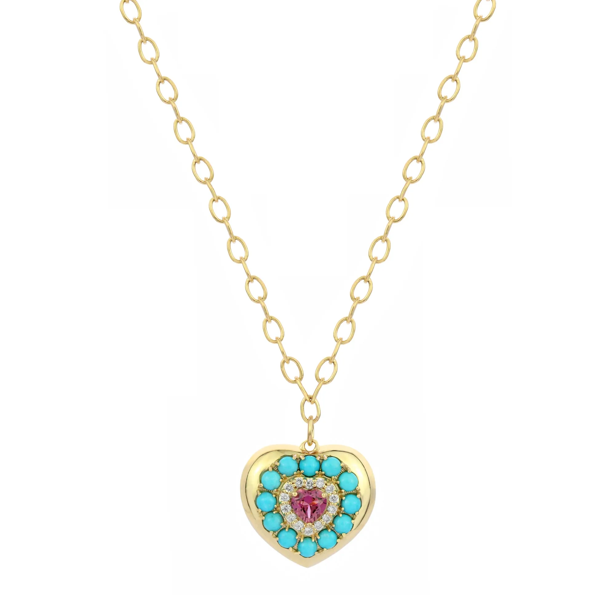 The Lover 14K Gemstone & Diamond Heart Necklace