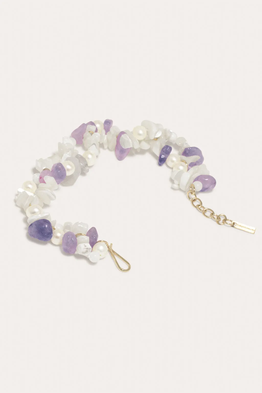 The Shifting Stream - Pearl, Mother of Pearl and Amethyst Bead Gold Vermeil Bracelet