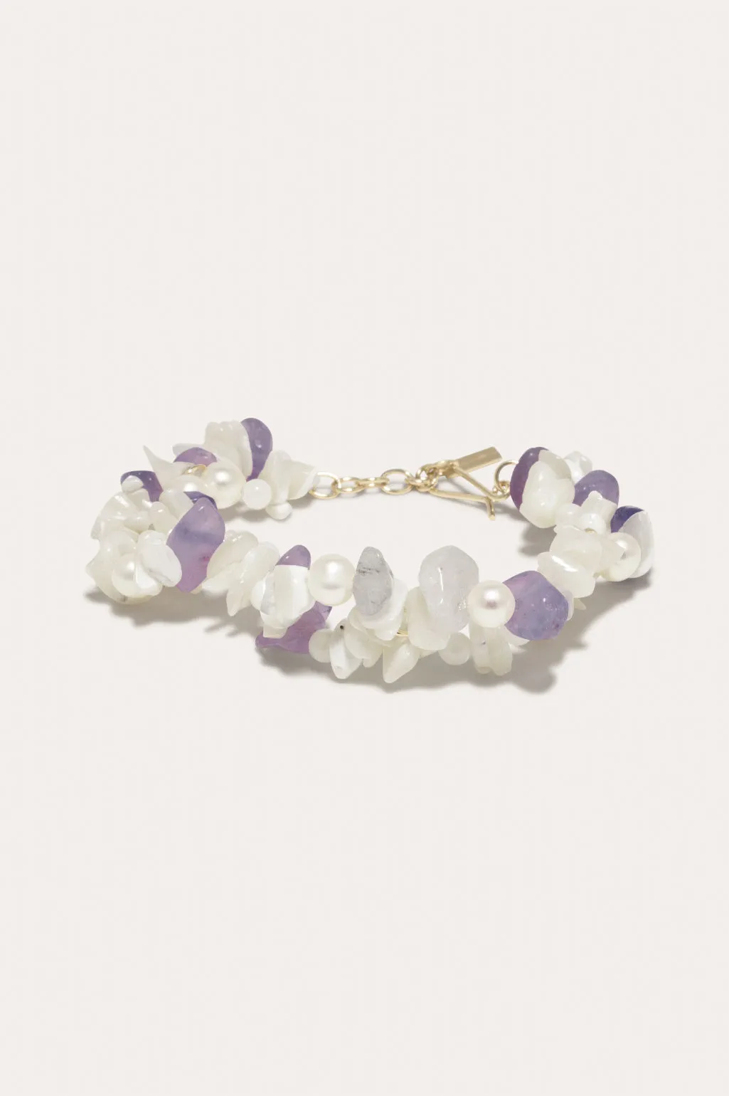 The Shifting Stream - Pearl, Mother of Pearl and Amethyst Bead Gold Vermeil Bracelet