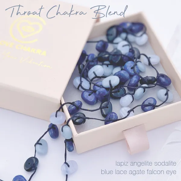 Throat Chakra Stones Crystal Ritual Necklace - Deep Blue