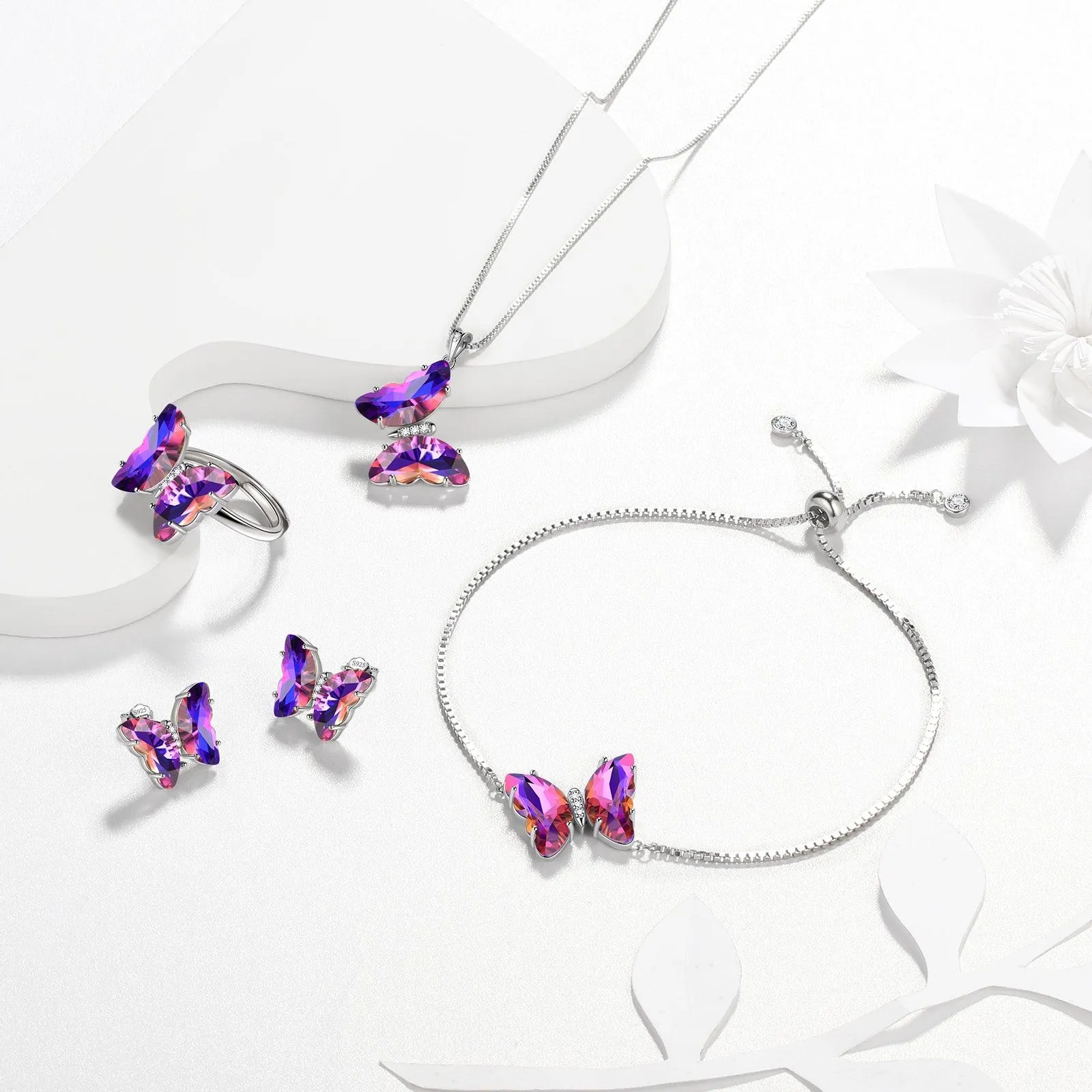 Tokyo Mart Purple Butterfly Bracelet February Amethyst Birthstone Women Girls Jewelry Birthday Gift