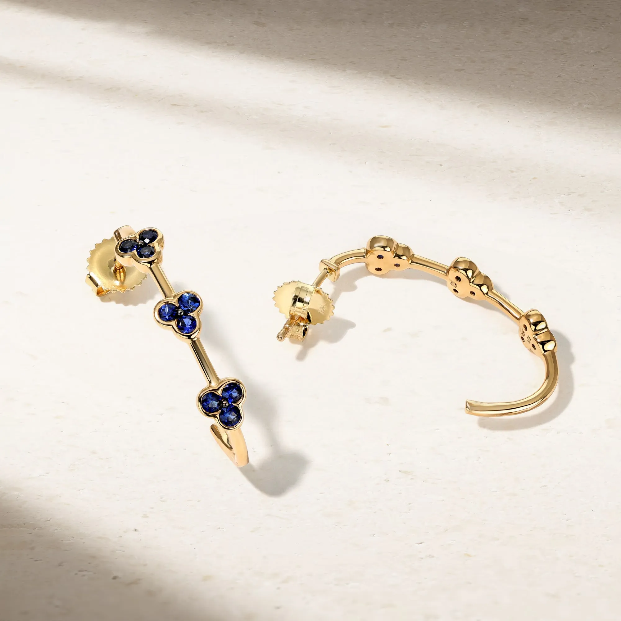 Trinity Sapphire Hoop Earrings