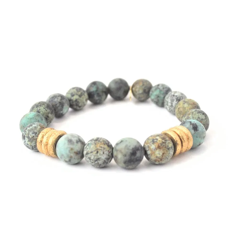 Turquoise Bracelet | Matte African   Gold Rings