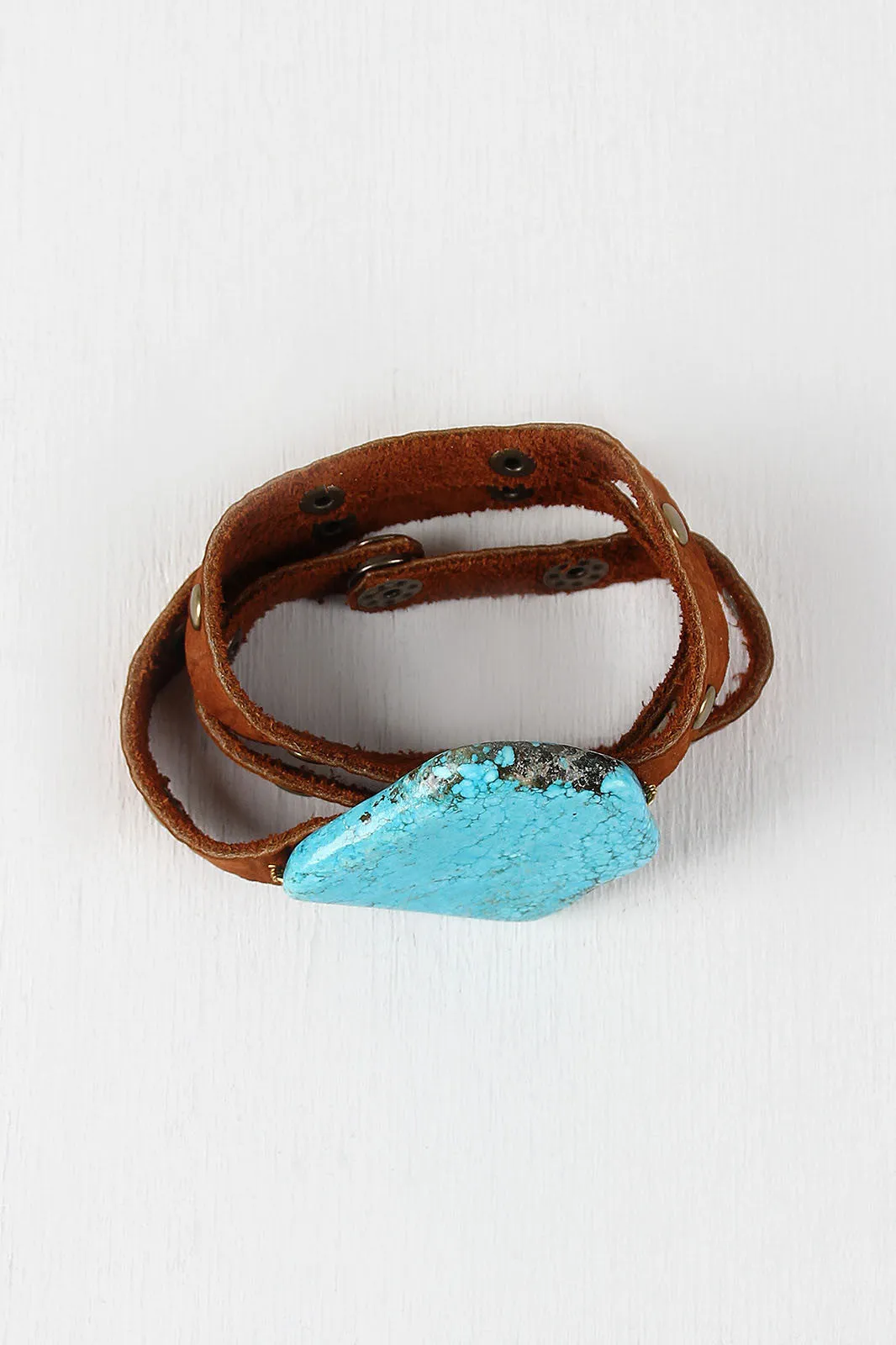 Turquoise Studded Vegan Leather Wrap Bracelet