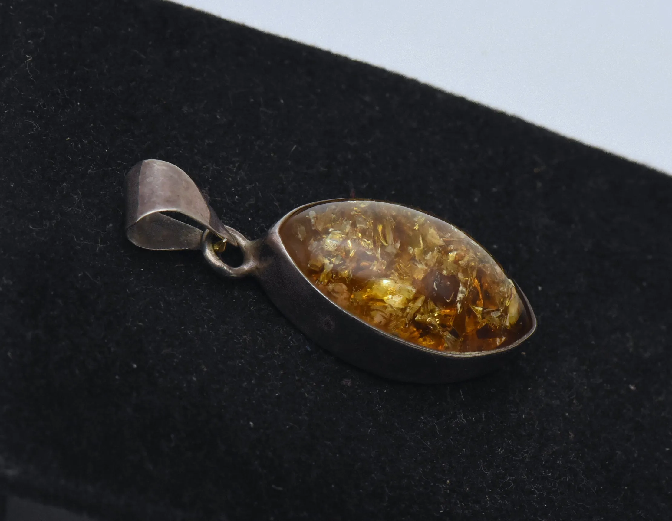 Vintage Handmade Amber Sterling Silver Pendant